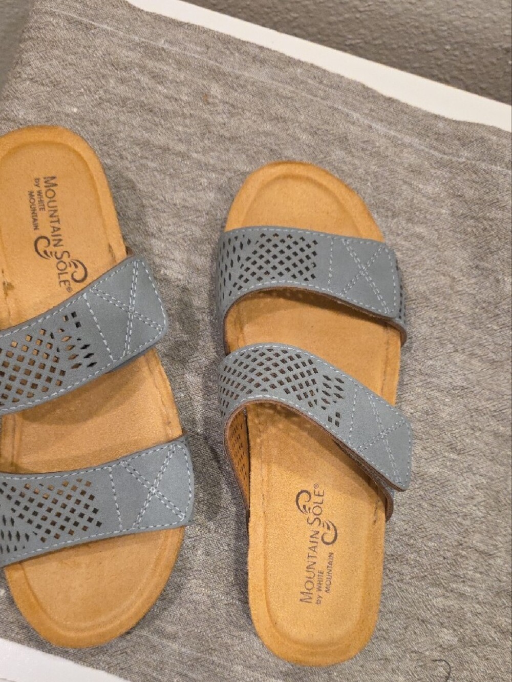 Mountain Sole Women's Double-Strap Perforated Slide Sandals in Light Grey - Picture 5 of 5